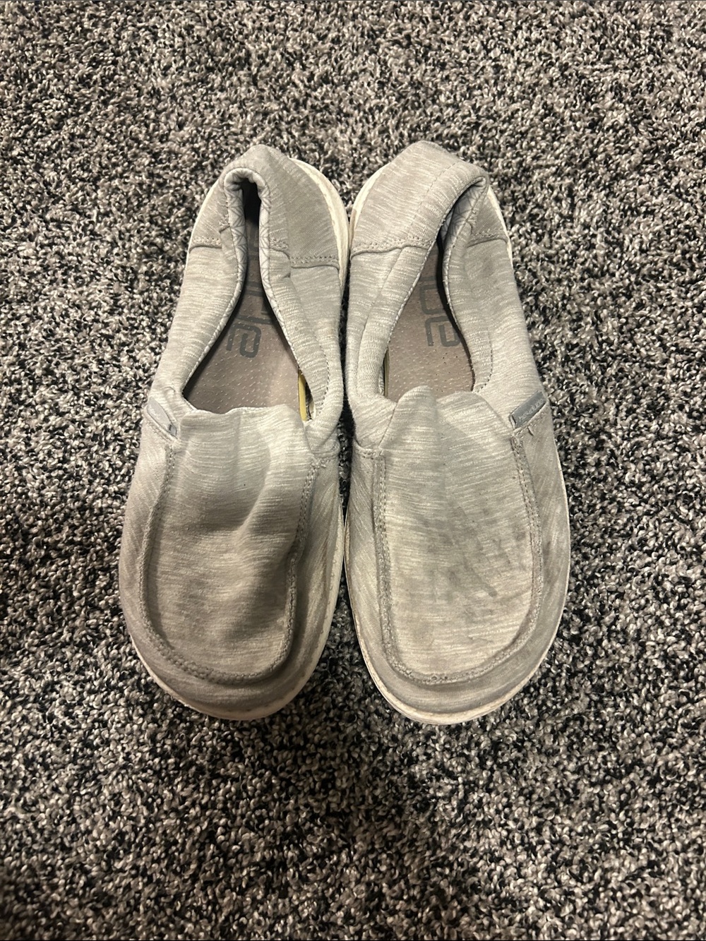 Hey Dude Light Gray Slip-Ons with Star-Pattern Soles